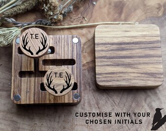 Real Wood Cufflinks /& Solid Zebra Wood Gift Box with free personalisation