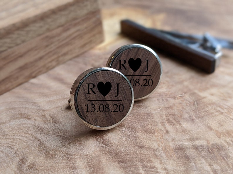personalised cufflinks and tie clip set