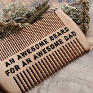 Personalised Beard Comb - Wooden Comb - Beard Gift For Him - Dad Birthday - Moustache Comb - 5th Anniversary