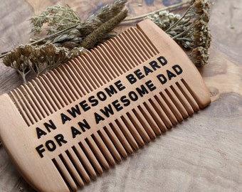 Peigne à barbe personnalisé - Peigne en bois - Cadeau barbe pour lui - Anniversaire de papa - Peigne à moustache - 5e anniversaire