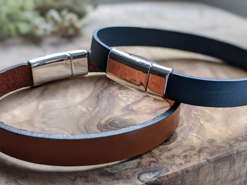 Personalised Genuine Leather Bracelet Laser Engraved with personal message name initials Gift for him gift for her 3rd anniversary handmade