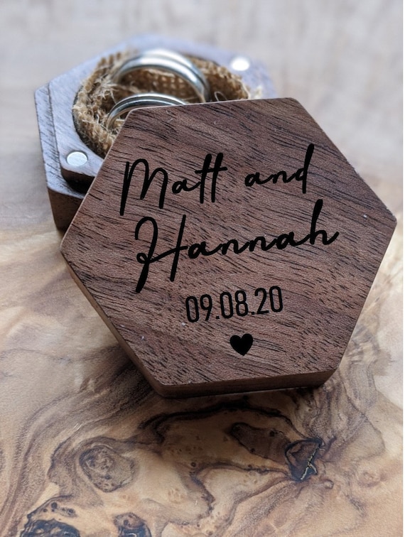 Caja de anillo personalizada, anillo de compromiso de boda, caja