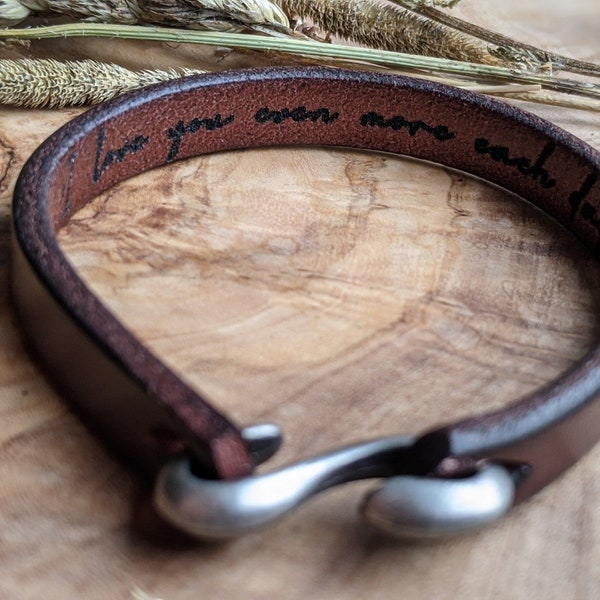 Secret Message Bracelet, Hidden Message, Personalised Real Leather Bracelet, Personalised Gift for Him, Gift for Her, Gift for Boyfriend