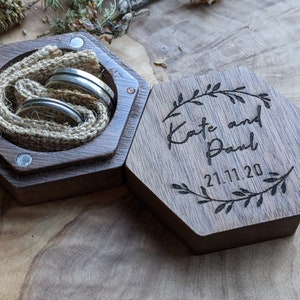 Baum des Lebens Hochzeit Gravur Ringbox Vorschlag Ringträger I do custom Design Holz Initialen Namen Datum Mr und Mrs Bild 5