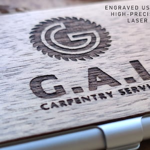 Créez votre propre porte-cartes de visite - Nouvelle entreprise - Logo personnalisé - Design personnalisé - En bois - Cadeau d'anniversaire - Étui pour cartes de visite