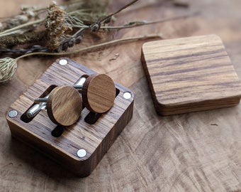 Design Your Own Cufflinks With Zebra Wood Box - Wedding Gift - Anniversary Cuff Links - Gifts for Groom - Custom Design - Valentines Gift