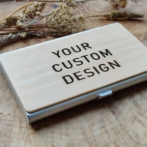 Design Your Own Business Card Holder New Business Personalised Logo Custom Design Wooden Birthday Gift Business Card Case image 1