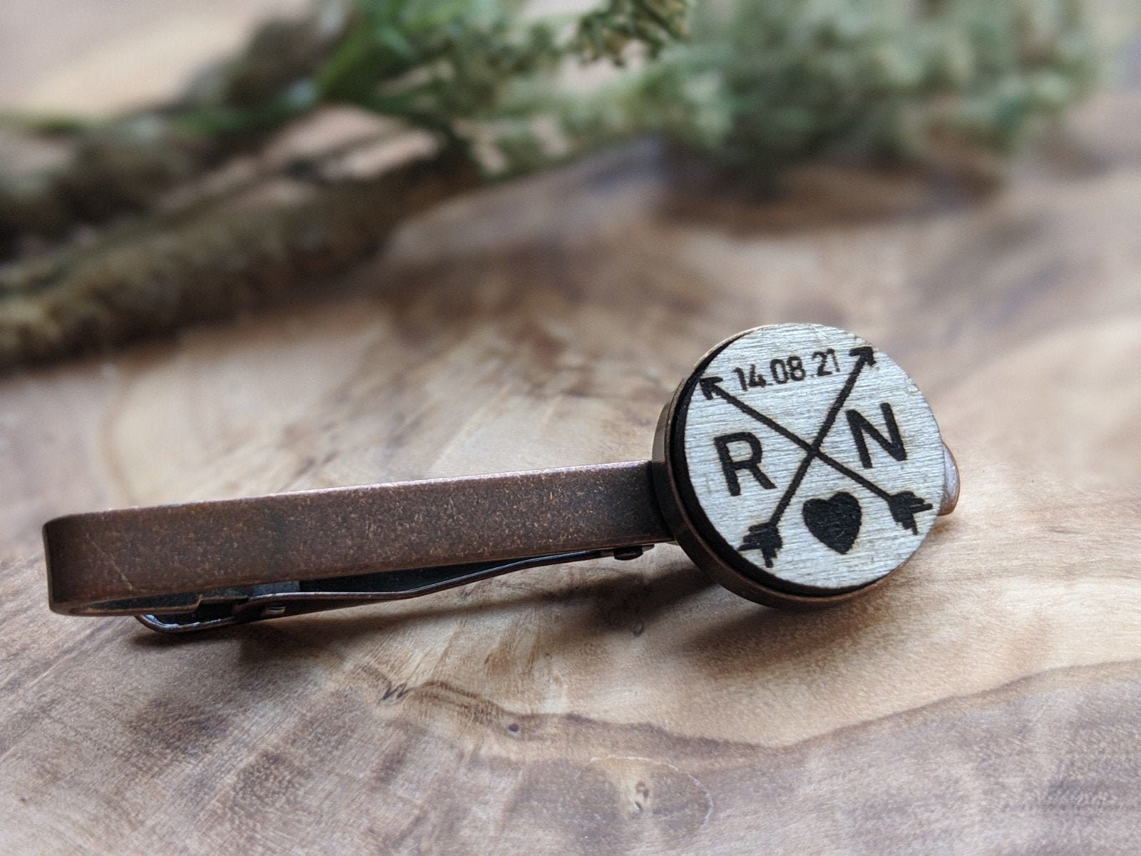 Pinces à Cravate En Bois Et Métal - Design Élégant - Cadeau Homme - Pour Mariage, Bureau