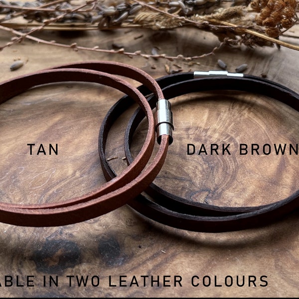 Double Wrap Thin Secret Message Bracelet, Hidden Message, Personalised Real Leather Bracelet, Personalised Gift for Him, Gift for Her or Him