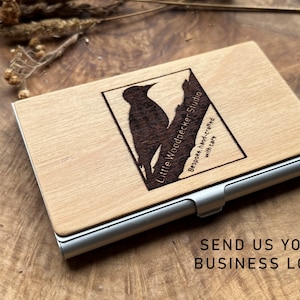 Personalisierter Visitenkartenhalter - Neues Geschäft - Personalisiertes Logo - Individuelles Design - Holz - Geburtstagsgeschenk - Visitenkartenetui