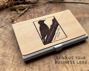 Design Your Own Business Card Holder - New Business - Personalised Logo - Custom Design - Wooden - Birthday Gift - Business Card Case