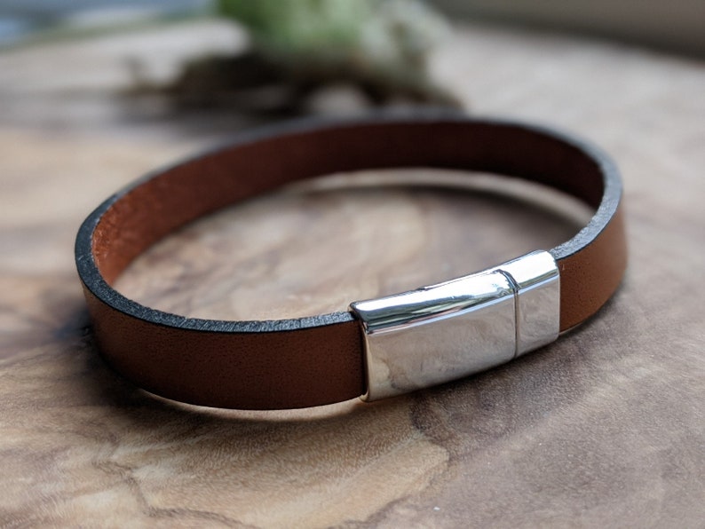 Personalised Genuine Leather Bracelet Laser Engraved with personal message name initials Gift for him gift for her 3rd anniversary handmade