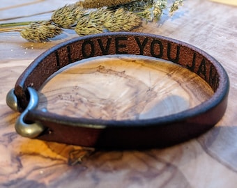 Secret Message Bracelet, Hidden Message, Personalised Real Leather Bracelet, Personalised Gift for Him, Gift for Her, Gift for Boyfriend