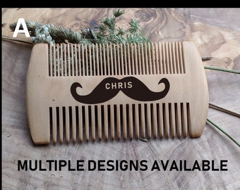 Peigne à barbe personnalisé - Peigne en bois - Cadeau barbe pour lui - Anniversaire de papa - Peigne à moustache - 5e anniversaire