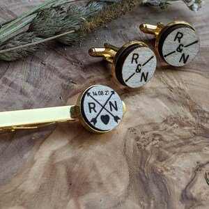 personalised tie clip and cufflink set