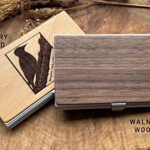 Créez votre propre porte-cartes de visite - Nouvelle entreprise - Logo personnalisé - Design personnalisé - En bois - Cadeau d'anniversaire - Étui pour cartes de visite