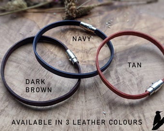 Thin Secret Message Bracelet, Hidden Message, Personalised Real Leather Bracelet, Personalised Gift for Him, Gift for Her or Him