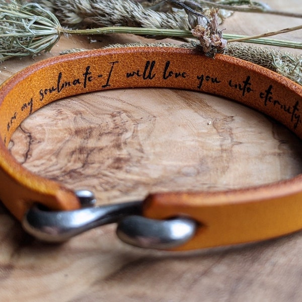 Secret Message Bracelet, Hidden Message, Personalised Real Leather Bracelet, Personalised Gift for Him, Gift for Her, Gift for Boyfriend