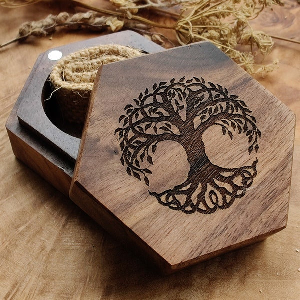 Tree of Life Wedding Personalised Engraved ring box proposal ring bearer I do custom design wooden initials name date Mr and Mrs