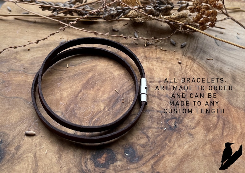 Double Wrap Thin Secret Message Bracelet, Hidden Message, Personalised Real Leather Bracelet, Personalised Gift for Him, Gift for Her or Him image 5