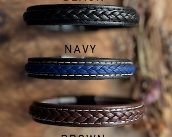 Boyfriend Gift Anniversary Gift For Husband Hidden Message Bracelet for Men Gifts for Him Personalized Unique Gift Leather Bracelet Custom