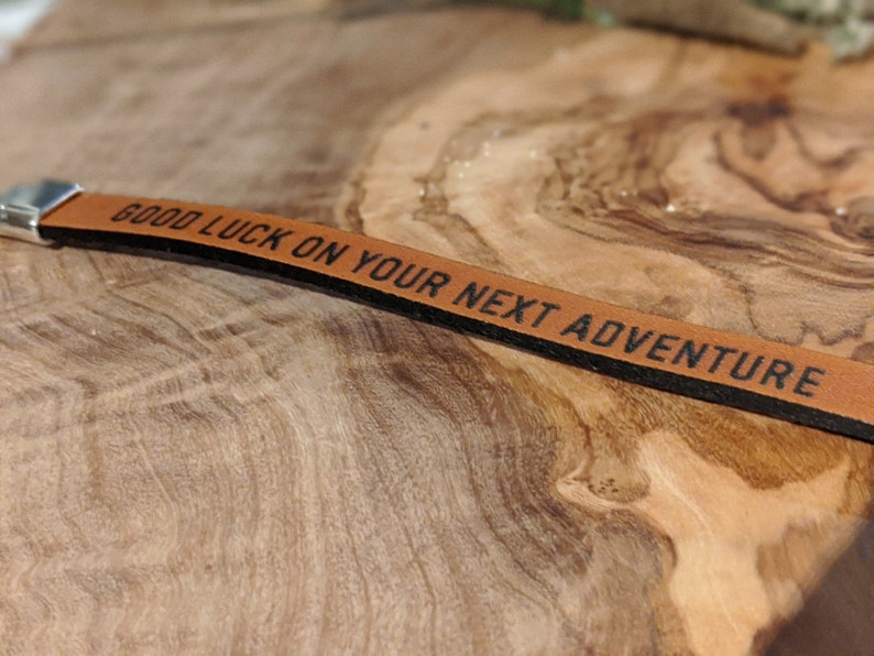 Personalised Genuine Leather Bracelet Laser Engraved with personal message name initials Gift for him gift for her 3rd anniversary handmade