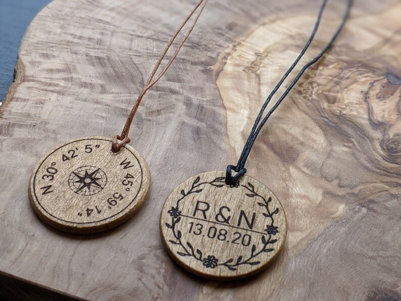 Personalised Engraved Necklace Circle Charm Pendant Custom Etsy UK