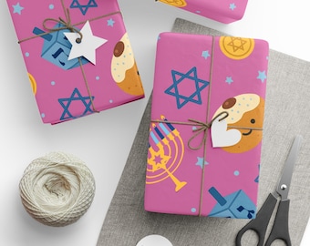 Hanukkah-Geschenkpapier, modernes jüdisches Geschenkpapier
