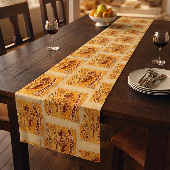 Passover Table Runner 16x90, Ancient Cracker Seder Decor, Vintage Matzah Design, Jewish Hostess Gift