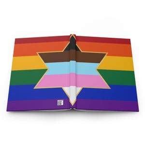 Progress Pride Flag Star of David Notebook Inbunden Journal | Regnbågsränder Matt