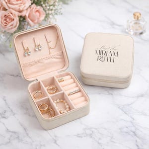 Bat Mitzvah Jewelry Travel Case, Compact Organizer, PU Leather Storage, Gift for Her