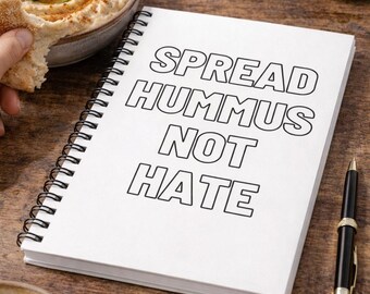 Spread Hummus Not Hate Spiral Notebook, Jewish Study Journal, 6x8 Ruled School Notebook Gift