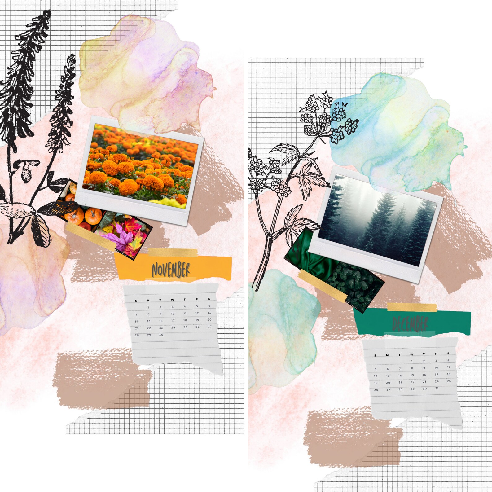 2021 Collage Monthly Calendar Iphone Wallpaper Pack Aesthetic | Etsy