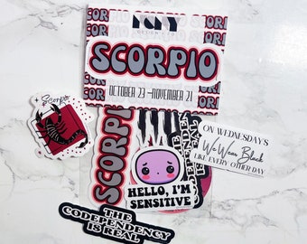 Paquete de pegatinas del zodiaco Escorpio / Calcomanías de vinilo astrológicas