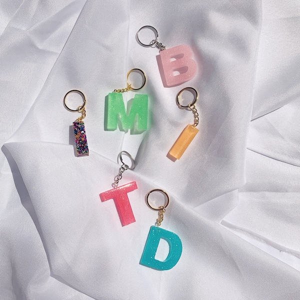 Custom Glitter Resin Letter Keychains | Backpack Charms | Initial Zipper Pulls | Diaper Bag Initials | Personalized Purse Charm | Pet Charm