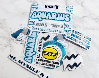 Pacchetto adesivi Acquario / Decalcomanie in vinile con segno zodiacale