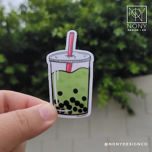 Matcha Boba Tea Sticker | Milk Tea Sticker | Hand Drawn Boba Sticker | Laptop Sticker | Vinyl Sticker | Waterproof Sticker | Bobaholic