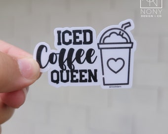 アイスコーヒークイーンステッカー：防水ラップトップデカール