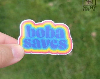 Boba Saves Die Cut Sticker | Milk Tea Sticker | Hand Drawn Boba Sticker | Laptop Sticker | Vinyl Sticker | Waterproof Sticker | Bobaholic