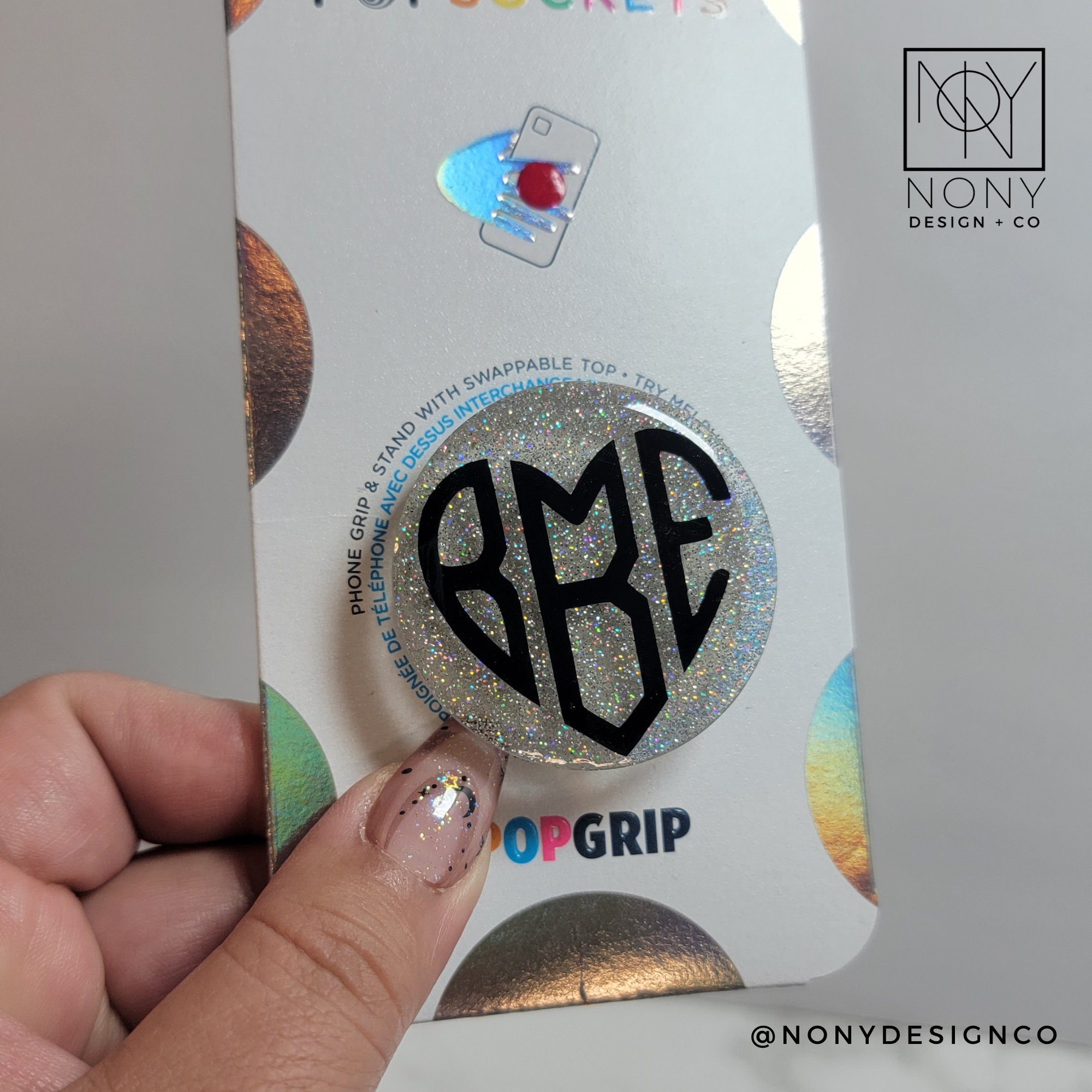 LV Gift Two Initials on Black Letter LV Monogram PopSockets PopGrip:  Swappable Grip for Phones & Tablets