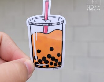 Thai Tea Boba Aufkleber | Wasserdichtes Vinyl sterben geschnitten