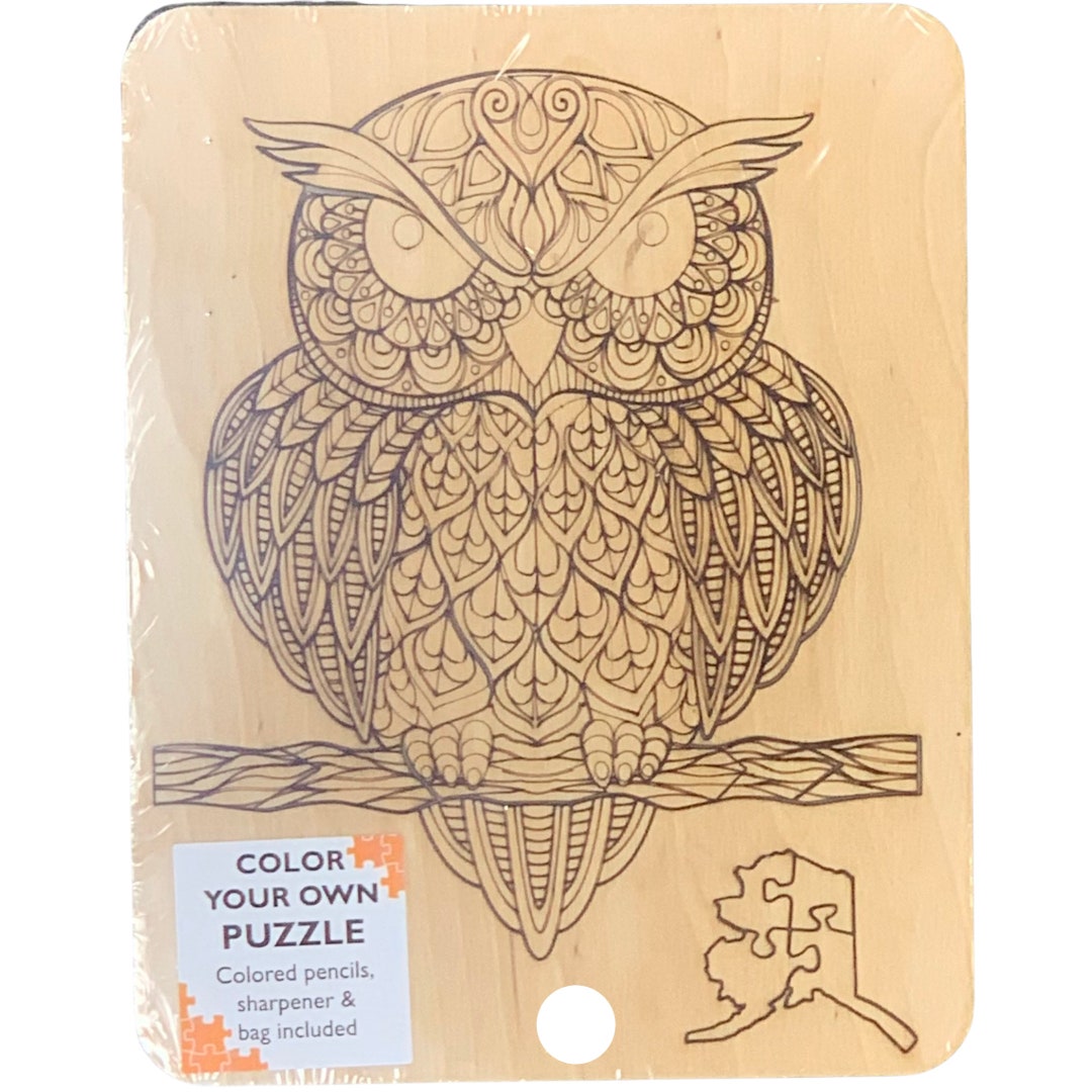 Owl Color Your Own Puzzle Kit Etsy