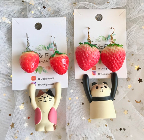 Strawberry 2024 earrings etsy