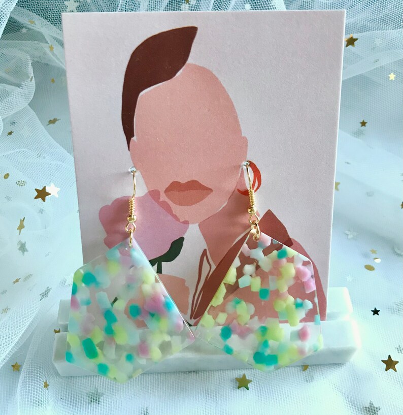 Colourful irregar resin earrings