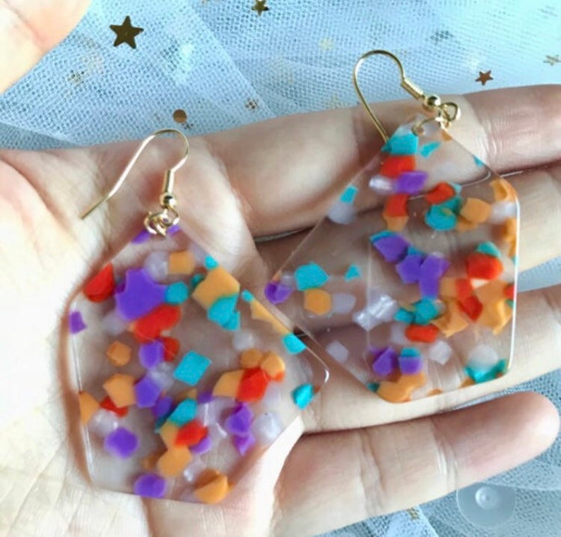 Colourful irregar resin earrings