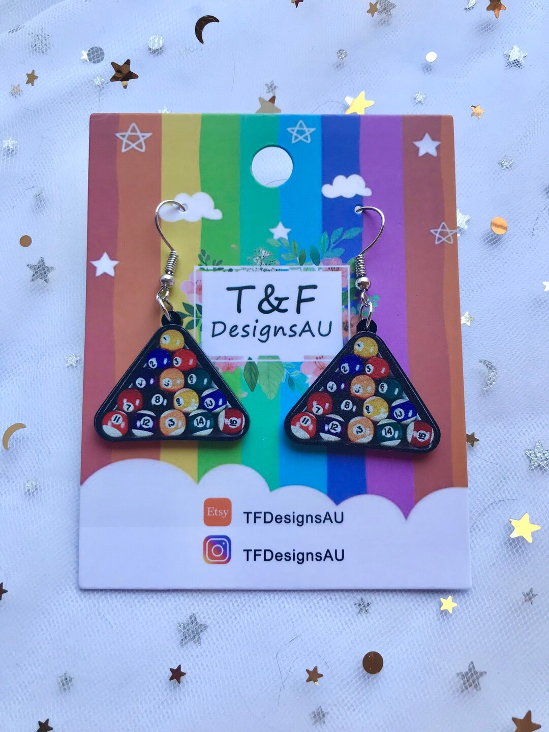 Quirky Funky Snooker Ball Drop Pool Ball Earrings Etsy