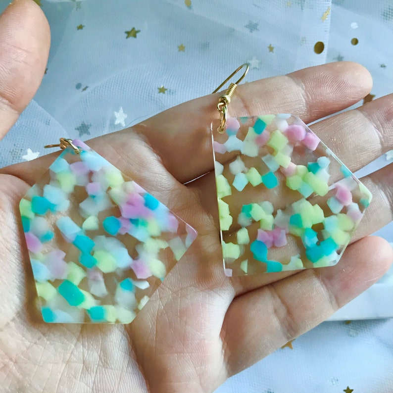 Colourful irregar resin earrings