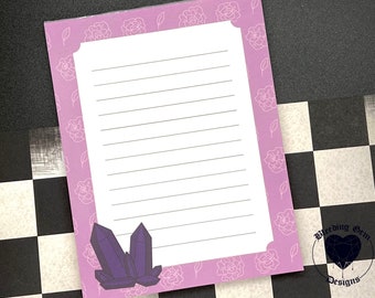 Cute Gothic Aesthetic Stationary Crystal Purple Notepad