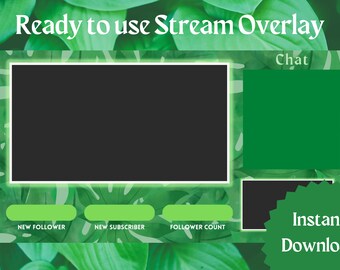 Greenery Green Leafy Cottage core Vine Themed Stream Overlay Streamer Overlay Twitch Overlay