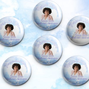 Custom 2.25&quot; and 1.25&quot;In loving memory Rest in Peace Rest in Power Funeral Memorial Heaven Button